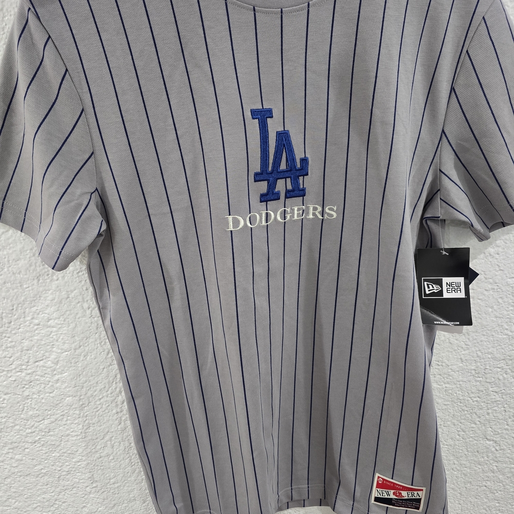 New Era Gray Pinstripe LA Dodgers Tee